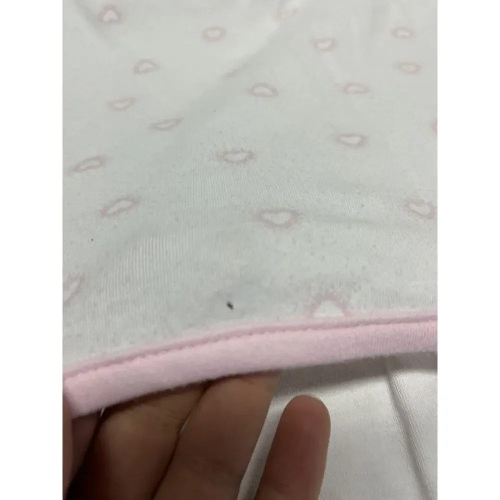 Precious Firsts by Carter’s White Pink Heart Baby Blanket Cotton Stretch Jersey